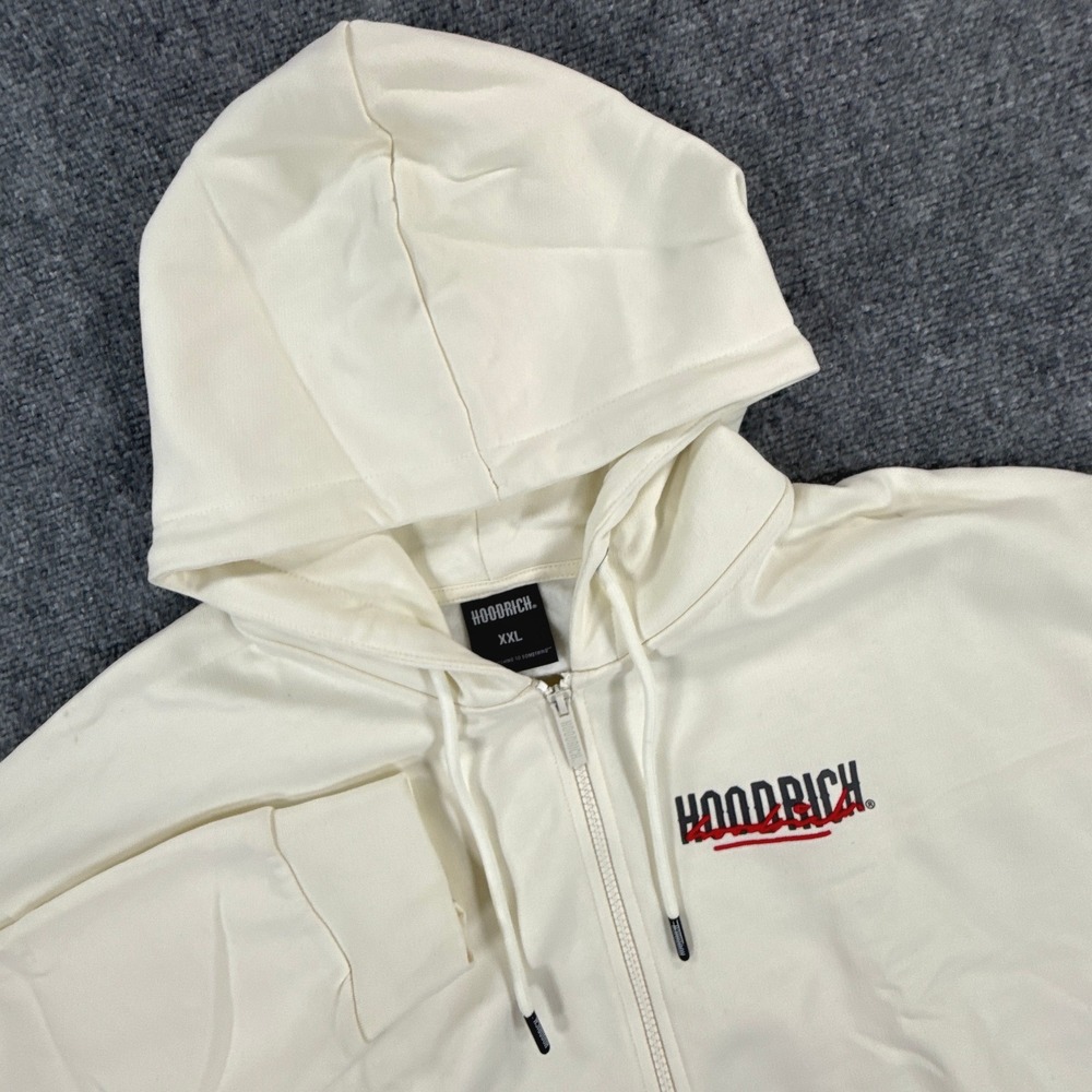 Hoodrich OG Akira Full Zip Hoodie Mens XXL Cream Graphic Streetwear NEW